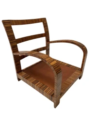 Two Art Deco Lounge Chairs with Leather Cushions France, 1930s